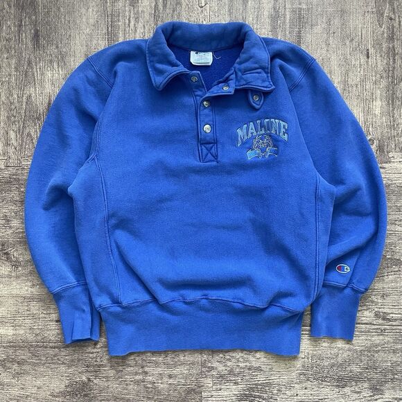 Vintage Champion Reverse Weave Warm Up Sweatshirt Mens Size M Malone College 80s - Picture 1 of 5